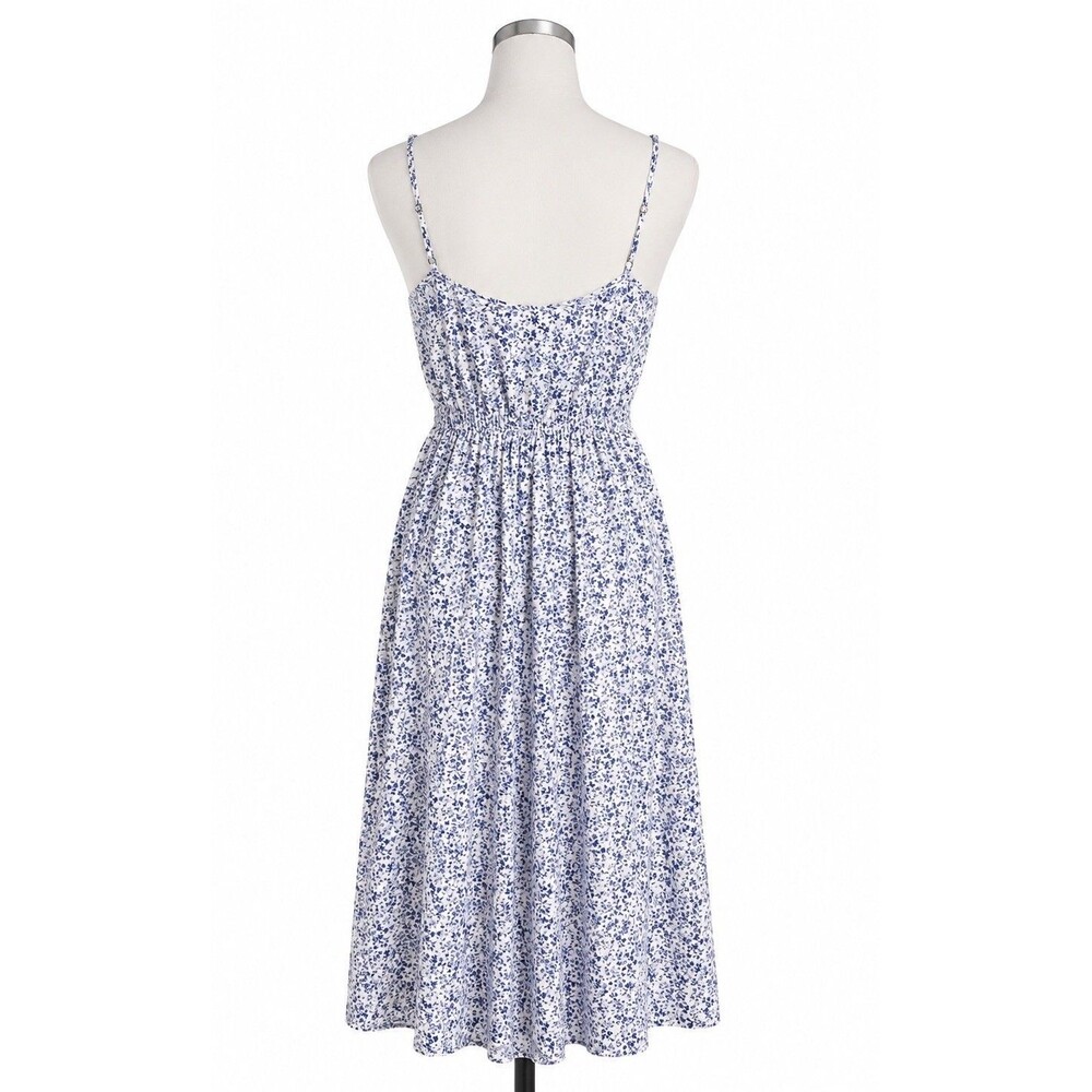 Reformation Bianka Dress Women 2 Blue White Floral Midi Tencel Lyocell Resort - Picture 4 of 9